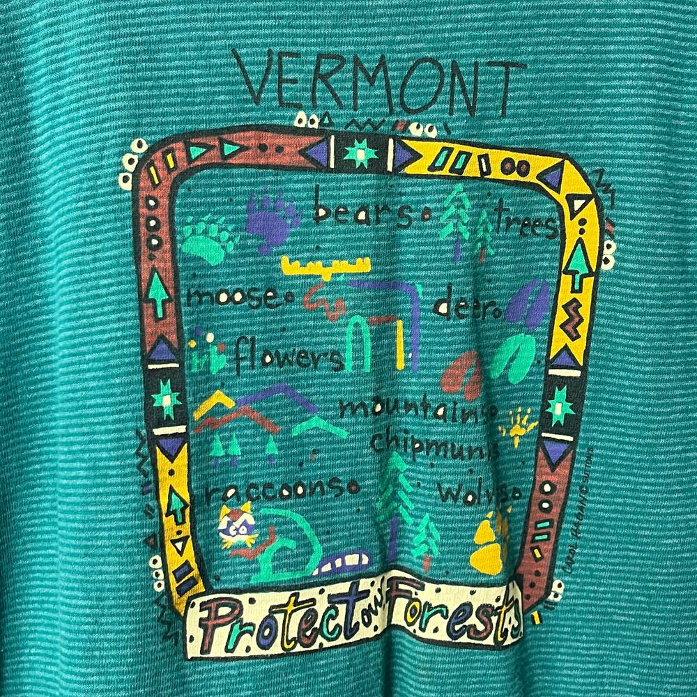 vtg vermont protect our forests carol hagen design 90s size large cotton poly - Picture 4 of 8